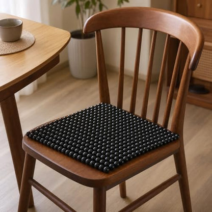HJJKKH Natural Wood Beaded Seat Mat, Summer Office Chair Seat Cushion 17" x 17", Cooling Breathable Car Seat Cover Cushion for Vehicle Supplies Home Sofa Pads - color: Black