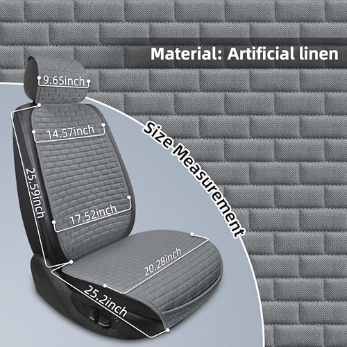 Linen Car Seat Covers Front Seat Covers - 2 PCS Durable & Non-Slip Breathable Cloth Fabric Car Seat Protector, Universal Fit for Most Automotive, Vans, SUVs, Trucks - Dark Gray - color: Dark Gray with Backrests 2 Pcs