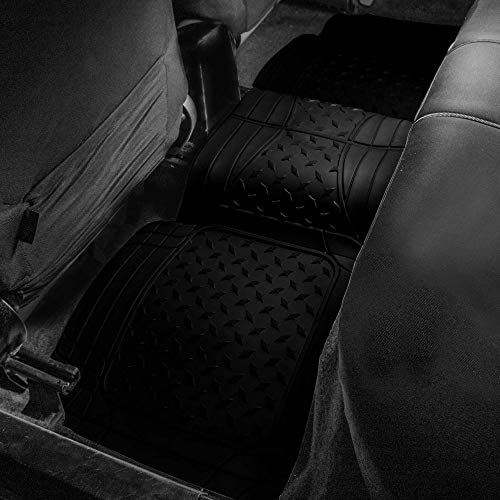 FH Group Climaproof Trimmable Non-Slip Vinyl Car Floor Mats - Heavy-Duty Rubber, Universal Fit, Rear Set, Black - color: Black, size: Rear Set