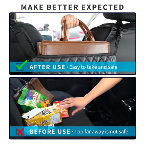 Car Handbag Holder Between Seat Durable Leather Seat Back Organizer Pet & Kids Driver Storage Netting Pouch Driver Storage Netting Pouch (Upgraded Black B) - color: Upgraded Black B