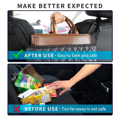 Car Handbag Holder Between Seat Durable Leather Seat Back Organizer Pet & Kids Driver Storage Netting Pouch Driver Storage Netting Pouch (Upgraded Black B) - color: Upgraded Black B