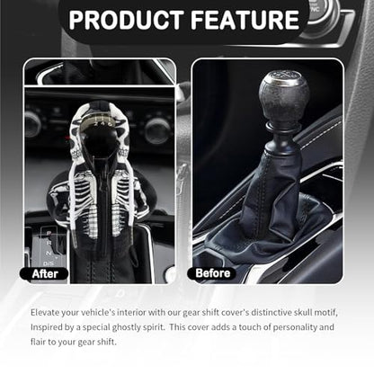 Salior Car Gear Shift Cover for Skull Style,Funny Gear Shift Hoodie Car Interior Accessories with Zip,Cool Car Accessories Interior Shift Knob Hoodie Fit Most Auto Trucks