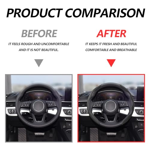 2pcs Universal Fit Carbon Fiber Steering Wheel Cover, Anti-Skid Steering Wheel Cover/Segmented Steering Wheel Protector/Car Interior Accessories (Black) - color: black