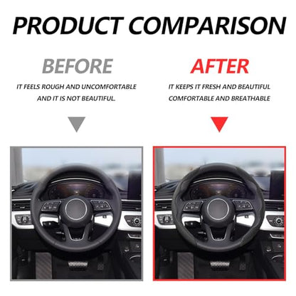 2pcs Universal Fit Carbon Fiber Steering Wheel Cover, Anti-Skid Steering Wheel Cover/Segmented Steering Wheel Protector/Car Interior Accessories (Black) - color: black