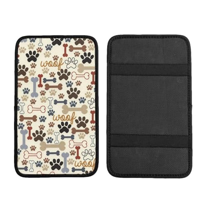 Animal Dog Paw Prints Bones Universal Auto Center Console Armrest Soft Pad Protector Cover Fit for Most Vehicle,SUV,Truck Car Accessories - color: Dog Paw Prints Bones