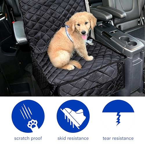 BFXM 2PCS Front Seat Cover, Full Protection Dog Car Seat Cover with Side Flaps, Waterproof Non-Slip Scratch-Resistant Captain Car Seat Covers, Seat Covers for SUVs, Cars, Trucks (Black*2) - color: black*2