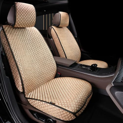 Breathable Car Seat Covers,Luxury Front Seat Covers， Driver Seat Protector,Automotive Seat Covers,Suitable for All Seasons, Universal Fit for Sedan, SUV, Truck (Front Pair, Beige)