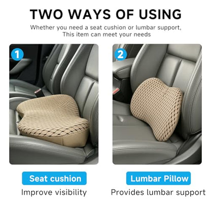 Livtribe Car Seat Cushion - Memory Foam Seat Pad for Sciatica & Lower Back Pain Relief - Driving Cushion with Breathable Mesh Cover - Road Trip Essentials for Drivers (3D Beige) - color: K-beige