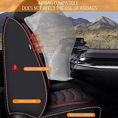 Full Set Seat Covers for Mitsubishi Outlander 2011-2024 2025 2026 Waterproof Premium Leather for Outlander Car Seat Covers Compatible Airbag Seat Cushions(5 Seats, Black&Redline)