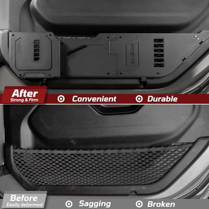 Metal Front Door Pocket Storage Box Compatible with 2018-2025 Jeep Wrangler JL 2/4 Door 4XE Gladiator JT, Car Side Insert Organizer Box Interior Accessories Replaces Weak Saggy Net -2PCS