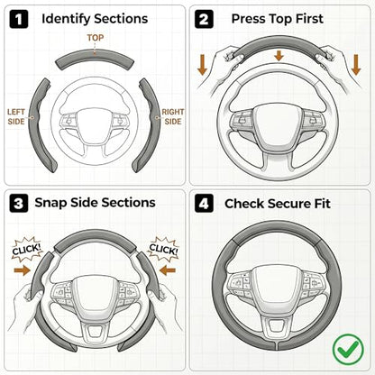 3 Piece Leather Steering Wheel Cover, 14.5 Inch 3 Pc Auto Car Steering Wheel Cover Universal Fit for Cars, SUVs (Black) - color: A-Black