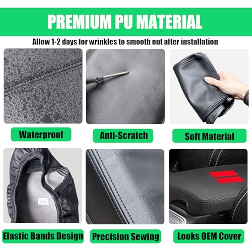 Center Console Cover for Dodge Challenger 2015-2023 - Anti-Scratch Armrest Cover for Dodge Challenger 2015 2016 2017 2018 2019 2020 2021 2022 2023 Interior Accessories - size: 3) 15-23 |Challenger| Black,W/ Logo, Thin Size