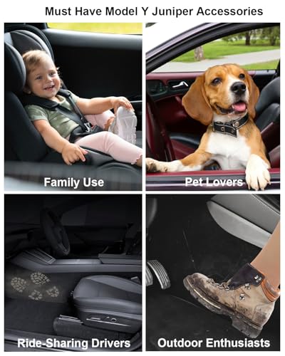 2026 Tesla Center Console Anti Kick Pad Protector Model Y Juniper Refresh Front Seat Side Anti-Dirty Mat Model Y Juniper Accessories Waterproof Dust Resistant Protector Cover TPE 2PCS Black - size: Model Y Juniper Anti Kick Pad
