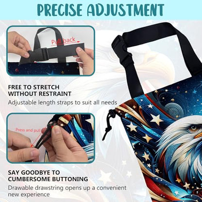 Car Garbage Bag American Flag and Bald Eagle Drawstring Car Trash Bag Hanging for Back Seat with Adjustable Buckle Canvas Vehicle Trash Can Easy-to-Install - color: American Flag and Bald Eagle