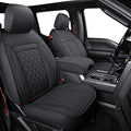 LUCKYMAN CLUB F150 Faux Leather Seat Covers Fit for 2010-2014 F150 2011-2016 F250 F350 F450 Pickup Trucks(Front Pair, Black) - color: Black, size: (2010-2014) Front Pair