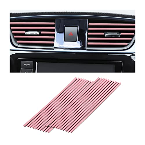 20PCS Car Air Conditioner Decoration Strip, Auto Air Vent Outlet Chrome DIY Trim Strips, Waterproof Moulding Bendable Protection Strip Line, Car Decor Accessories for Most Cars (Pink) - color: Pink