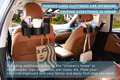 Backseat Car Organizer with Cup Holder - Multifunctional Back Seat Car Organizer with Two Seat Hooks, Fits Most Cars, Can Hold Snacks, Canned Drinks & Phones, Perfect for Travel - color: #1 Carbon Fiber