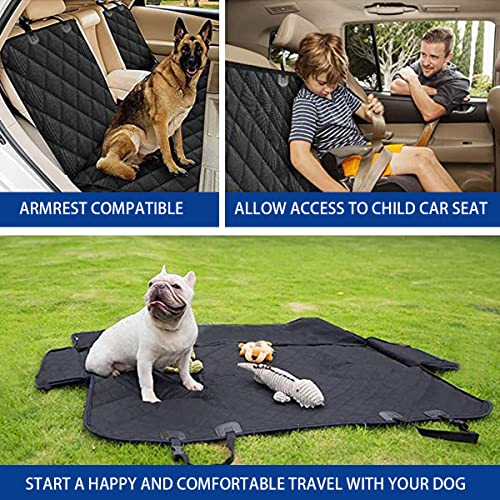 BESULEN Dog Car Seat Cover for Back Seat, Waterproof Dog Bench Seat Pad Compatible for Armrest & Seat Belt, Universal Nonslip Durable Soft Pet Backseat Protector for Cars Trucks & SUVs (Black)