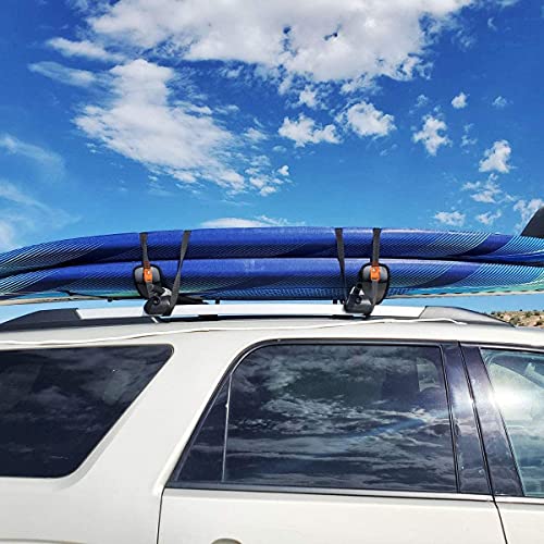 2 Pack Lockable Tie Down Strap, with 3 Stainless Steel Cables, for Lashing Locking Kayak, Bike, Surfboard, 10 Feet Each - color: Orange