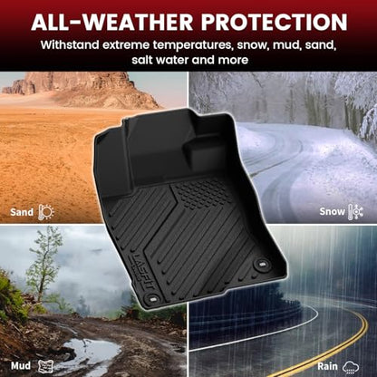 LASFIT Floor Mats & Trunk Mat for Honda Civic Sedan 2016-2021, All Weather TPE Custom Fit Floor Liners for 2016 2017 2018 2019 2020 2021, 1st & 2nd Row & Cargo Mat, Black (Not for Hatchback/Coupe) - style: 1）For Honda Civic | 2016-2021 | Full Set
