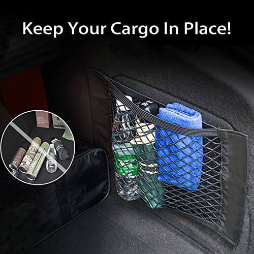 Universal Mesh Cargo Net for Car Trunk Storage,Elastic Small Automotive Cargo Net Pocket Wall Sticker Organizer Pouch Bag Storage for SUV,2 Pack with Tape Stickers - size: 15 x9.5 inch