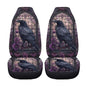 Raven Crow Flower Stained Glass Print Car Seat Covers, 2 Pieces Washable Vehicles Front Seat Protectors, Scratch-Resistant Bucket Seat Cover Fits Most Vehicles, Sedans, Trucks, SUVs, Vans - color: Raven Crow Flower Stained Glass