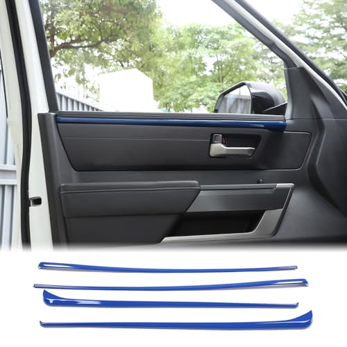 Aunginsy Car Inner Door Panel Strips Trim Compatible with Toyota Tundra Crew Max 2022-2026, Pickup Truck Front Rear Door Armrest Panel Molding Decorative Cover Protector ABS Interior Accessories - color: Blue