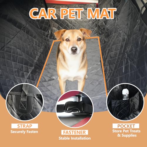 Dog Car Seat Cover 2 Piece Seat Waterproof Hammock and Brown Cover,Scratch Proof Nonslip Back Seat Pet Bed Mat for Travel Durable Soft Back Seat Covers for Cars Trucks and SUVs