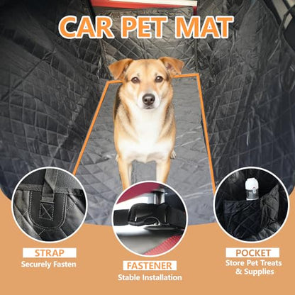 Dog Car Seat Cover 2 Piece Seat Waterproof Hammock and Brown Cover,Scratch Proof Nonslip Back Seat Pet Bed Mat for Travel Durable Soft Back Seat Covers for Cars Trucks and SUVs