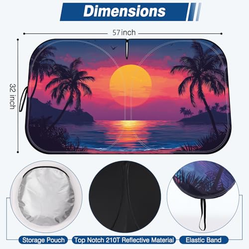 Windshield Sun Shade - Car Sun Shade Windshield, Reflector Sunshade Offers Ultimate Protection for Car Interior - color: Purple Dusk(57"x32")