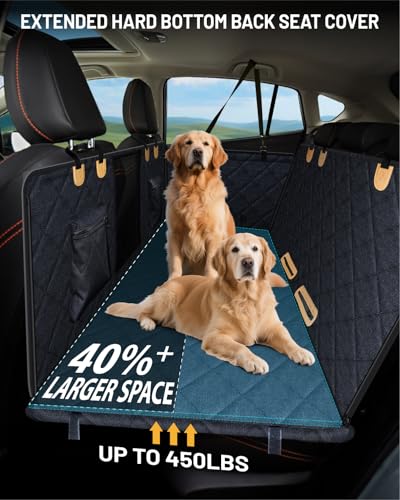Dog Car Seat Cover for Back Seat, Waterproof Dog Seat Cover for Back Seat, Hard Bottom Back Seat Pet Cover for Dogs, Large-Space Hammock for Car Truck SUV, Pet Seat Cover Holds 450lbs(Black) - color: black, size: XL - For Full-size Crewcab Trucks & Full-s