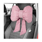 Bow Car Headrest Pillow, Breathable Ergonomic Auto Neck Cushion with Adjustable Strap, Comfy Vehicle Neck Support Pillow Cute Bow Girl-Style Decoration for Driving Seats (Pink)