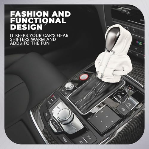 Gear Shift Hoodie, Gear Shift Cover, Fashionable Hoodie Automotive Gear Shift Knob Protector, Car Accessories Mini Sweater Gear Shift Knob Cover for Car Gear Shift Levers (White-2PCS) - color: White-2PCS