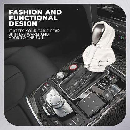 Gear Shift Hoodie, Gear Shift Cover, Fashionable Hoodie Automotive Gear Shift Knob Protector, Car Accessories Mini Sweater Gear Shift Knob Cover for Car Gear Shift Levers (White-2PCS) - color: White-2PCS