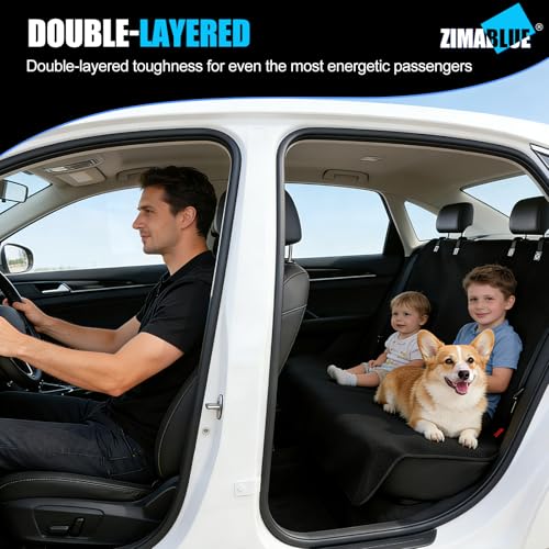 Waterproof Towel Rear Seat Cover for Cars, SUVs, Trucks & Sedans, Heavy Duty Sweat Towel Back Seat Protector for Post-Gym, Beach, Dogs & Kids, Machine Washable, Non-Slip, Black, 55" x 59"