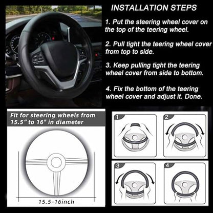 Valleycomfy Microfiber Leather Steering Wheel Cover Large-Size for F150 F250 F350 Ram 4Runner Tacoma Tundra Range Rover Model S X with 15 1/2 inches-16 inches Outer Diameter (Black) - color: Black, size: Large Size[15.5"-16"]