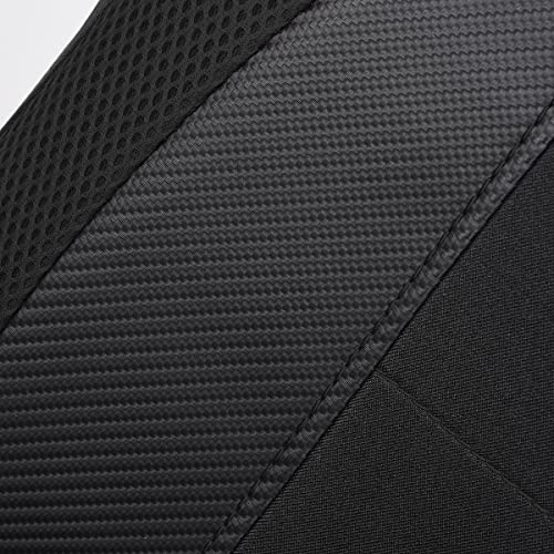 Flying Banner car seat Covers Quality Carbon Fiber Air Mesh Fabric Sport Low High Back Bucket Back Pocket Arm Rest (2 Fronts-Low Bucket-Built-in Seatbelt Compatible, Black) - color: Black -- Built-in Seatbelt Compatible, size: 2 Fronts--Low Bucket--Built-