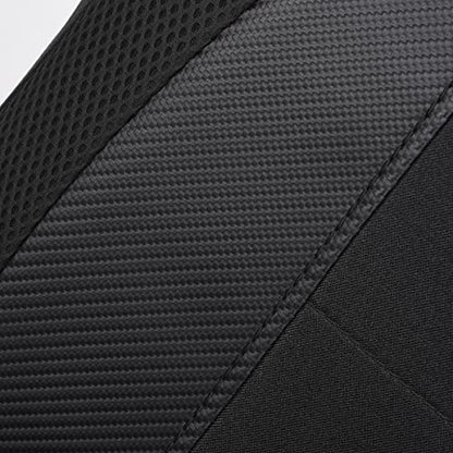 Flying Banner car seat Covers Quality Carbon Fiber Air Mesh Fabric Sport Low High Back Bucket Back Pocket Arm Rest (2 Fronts-Low Bucket-Built-in Seatbelt Compatible, Black) - color: Black -- Built-in Seatbelt Compatible, size: 2 Fronts--Low Bucket--Built-