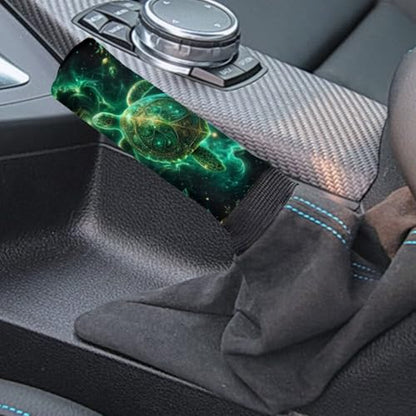2 Piece Car Gear Shift Knob Cover and Handbrake Cover Sets for Women Men, Sea Turtle Print Anti-Skid Car Handbrake Cover with Gear Shift Covers, Easy to Install, Universal Fits - color: Green and Black - Sea Turtle