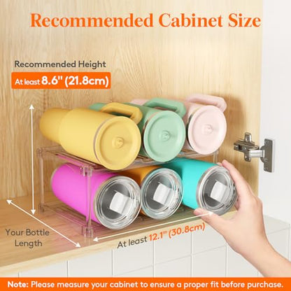 Lifewit Stackable Bottle Storage Organizer, Clear Freestanding Wine Holder for Cabinet, Large Slot Water Bottle Tumbler Cup Organizer for Pantry, Plastic Wine Rack for Fridge Cellar, 2Tier Hold 6 - size: 2 Tier-6 Bottle