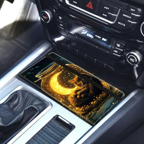Car Registration and Insurance Holder for Women Men,Automobile License Document Card Holders Vehicle Glove Box Organizer Leather Accessories Driver Essential,Cat Moon Jar - color: Cat Moon Jar