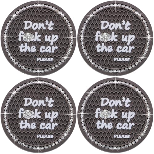 2PCS Bling Crystal Rhinestone Cup Holder Coaster – 2.75 Inch Anti-Slip Auto Insert Cup Coaster – Sparkling Interior Decor Accessories for Cars & Vehicles (Gray & White) - color: Alphabet Gray & White, size: 2 pcs