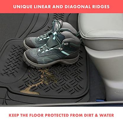 Heavy Duty Black Rubber Car Floor Mat by Vaygway –Automotive Rear Universal 1 Piece Runner Mat -Trimmable Rubber Liner Rug– Back Seat Liner – All Weather Protection for Car, Truck Van SUV - style: Car Rear Floor Mat Runner