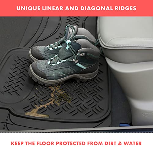 Heavy Duty Black Rubber Car Floor Mat by Vaygway –Automotive Rear Universal 1 Piece Runner Mat -Trimmable Rubber Liner Rug– Back Seat Liner – All Weather Protection for Car, Truck Van SUV - style: Car Rear Floor Mat Runner