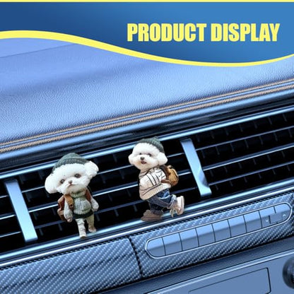 Craedli 2PCS Cute Dog Car Air Vent Clips, 2D Flat Acrylic Cartoon Puppy Air Conditioning Outlet Clip Charm Car Interior Vent Decoration Accessories for Most Vehicles (Dog) - size: Dog
