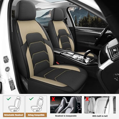3D Air Mesh Car Seat Covers Full Set,Breathable Seat Covers for Cars,Split Bench Compatible,Universal Fit for SUV,Vans,sedans, Trucks, Automotive Interior Covers(5-Seat Black/Beige)