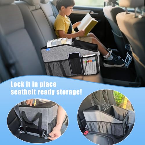 Car Organizer- Car Seat Organizer for Front Seat Back Seat Between Seats, Foldable Car Storage Organizer for Kids Adults with Multi-Pockets-Car Organizers Backseat with Detachable Divider-Gray - color: Gray