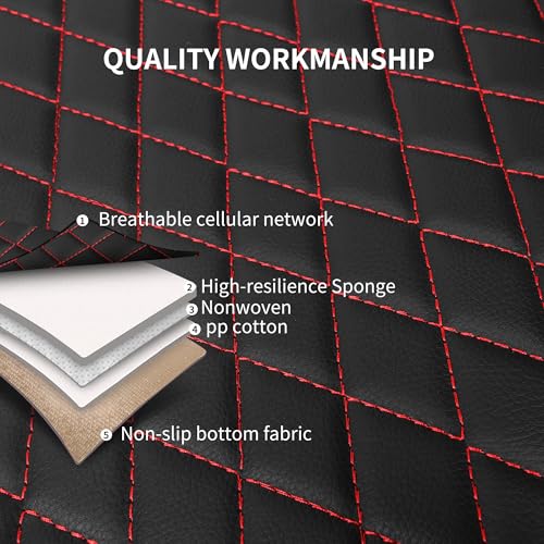 HChengkikz Car Seat Cover, Breathable and Waterproof Leather Seat Covers, Luxury PU Universal Fit Automotive Airbag Compatible for Cars Sedans SUV and Trucks (2 Pieces, Front Seat, Black + Redline) - color: N1 Black Redline, size: Front Seat