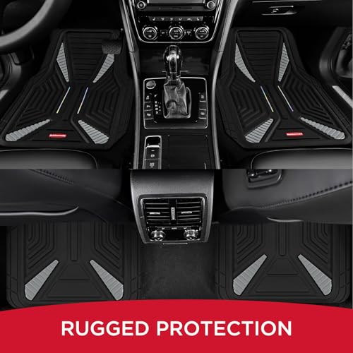 Rubbermaid Car Mat Full Set, Universal Trim-to-Fit Heavy-Duty Car Floor Mats – 4-Piece Set for All Weather Protection – Durable Rubber Mat for Cars, Trucks, SUVs & Vans-Gray - color: Gray