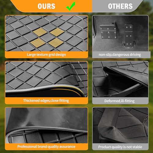Upgraded Golf Cart Floor Mat for Club Car, 8mm Thick Rubber Full Coverage Liner Mat for Club Car DS 1982-2013 / Villager 1982-2018,Heavy-Duty Non-Slip Mat Replacement-Gray Trim,Abrasion Resistant